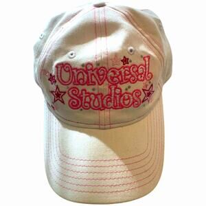 Universal Studios Adjustable‎ Ball Cap Baseball Hat Pink White Embroidered